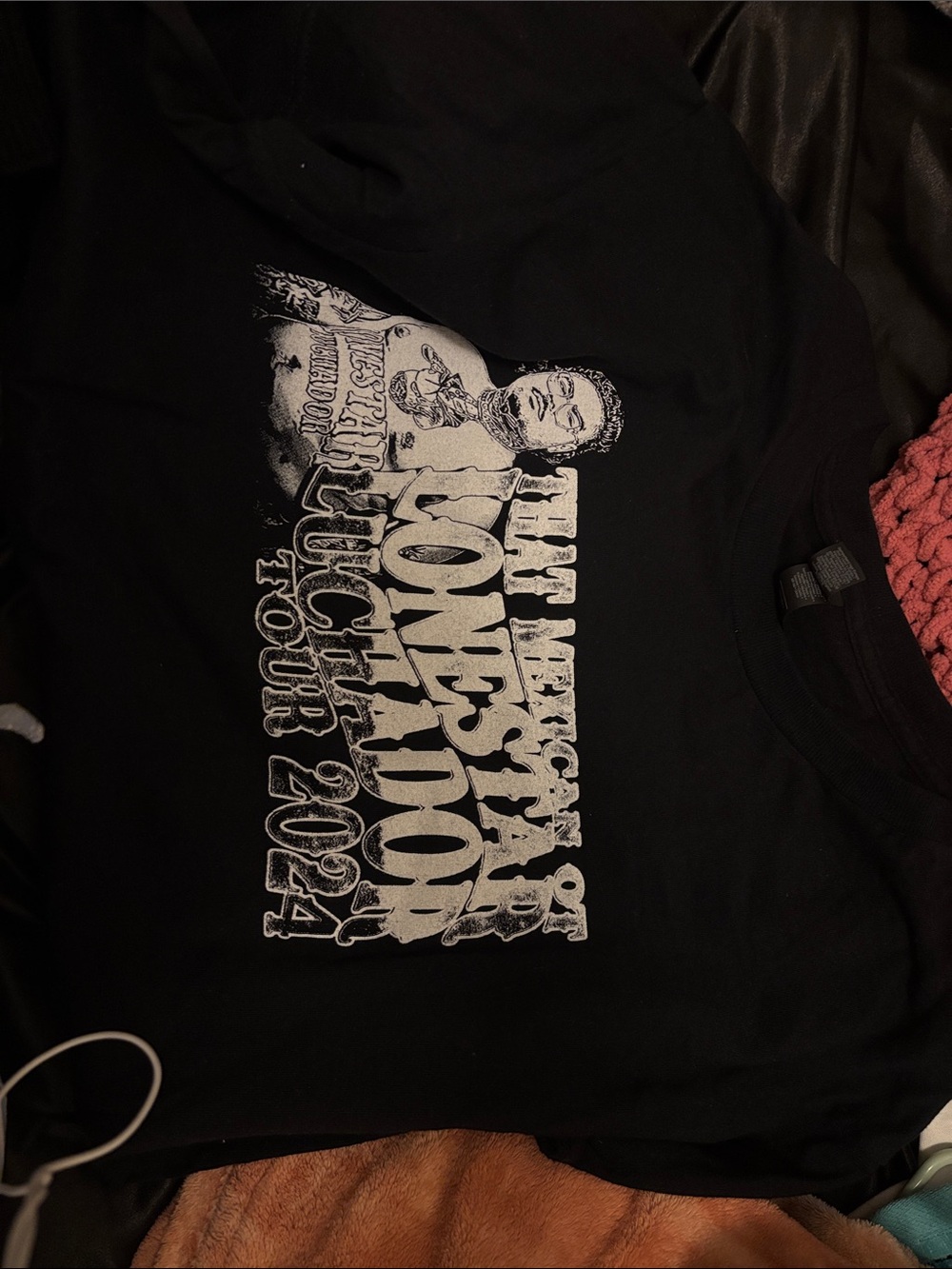 Black Graphic Tour T-Shirt with White Print